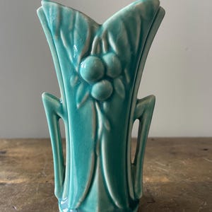 McCoy Aqua Leaves and Berries Vase