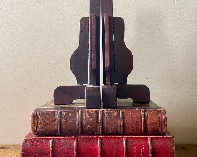Antique Wood Bookends Tabletop Decor - Etsy