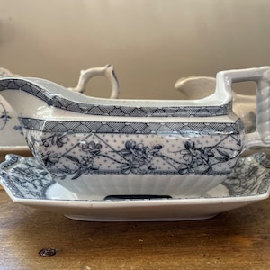 Antike Keramik Sauciere Blaue Transferware