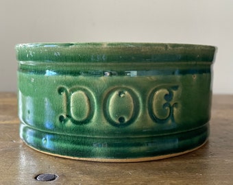 HTF McCoy DOG Bowl Green Glaze