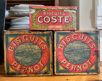 Antique French Biscuit Tin Pernot & Coste