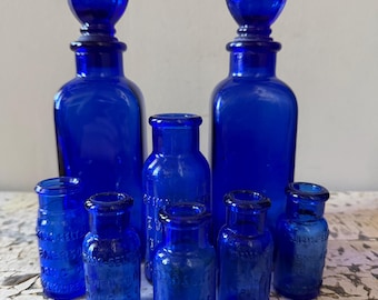 Antique Cobalt Blue Apothecary Bottles