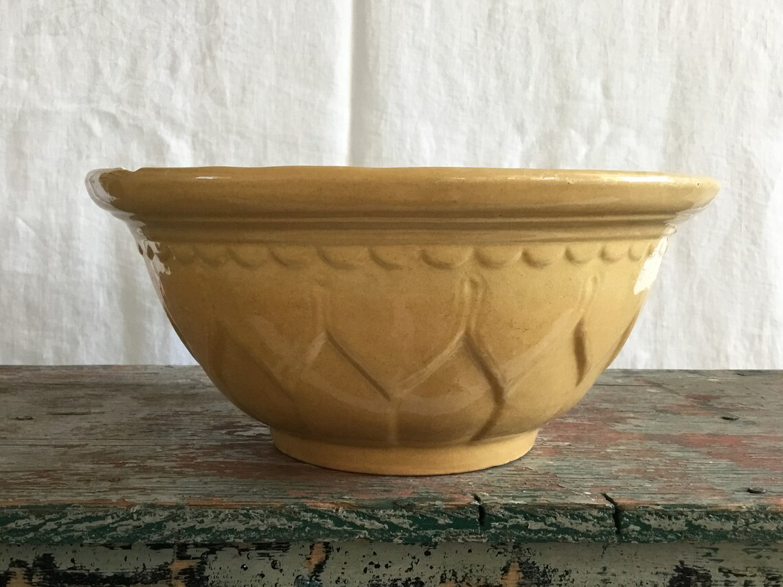 Antique Yellow Ware Batter Bowl Etsy