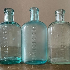 Collection 3 Antique Aqua Bottles Pond’s Extract