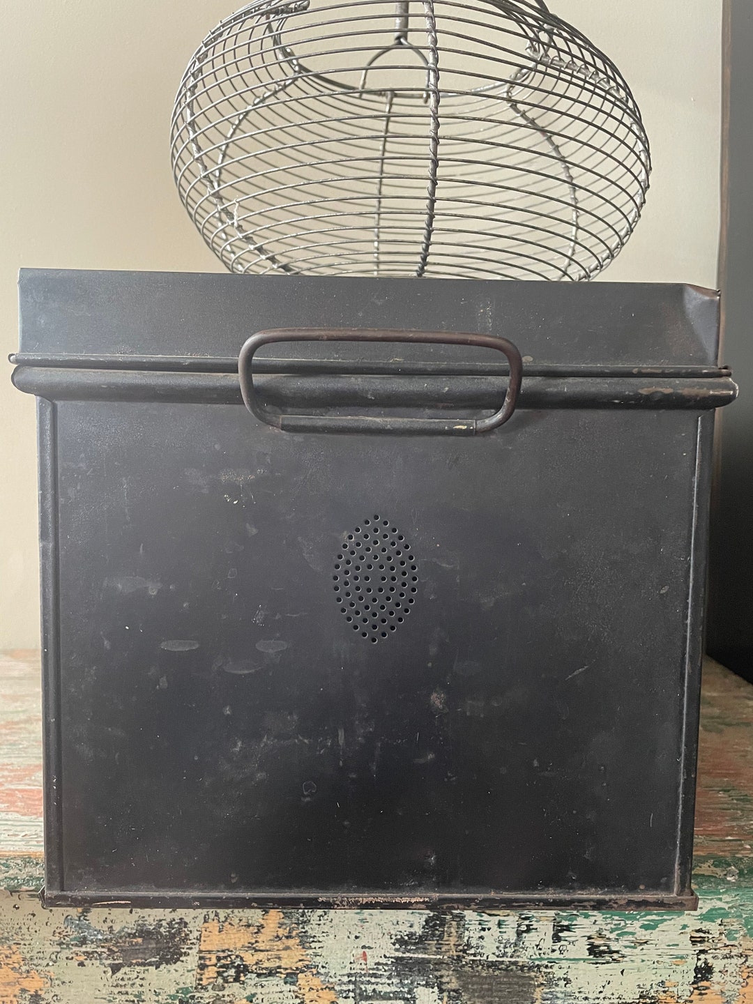 Antique Metal Bread Box Tole Etsy