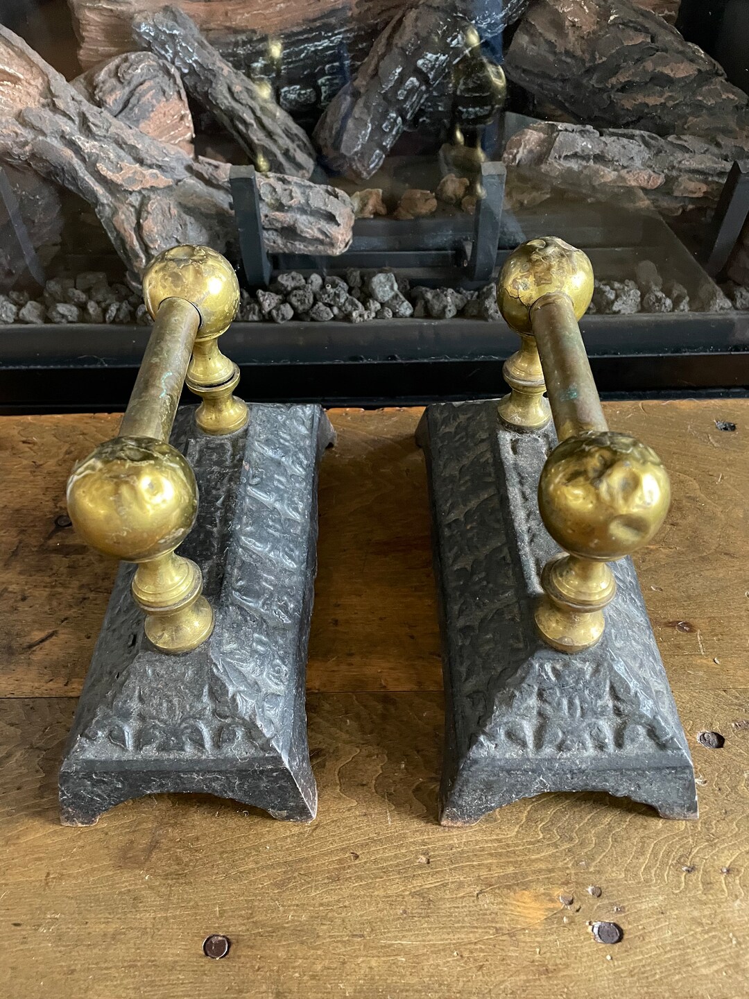 Antique Victorian Fire Dog Set Fire Place Tool Rest Etsy