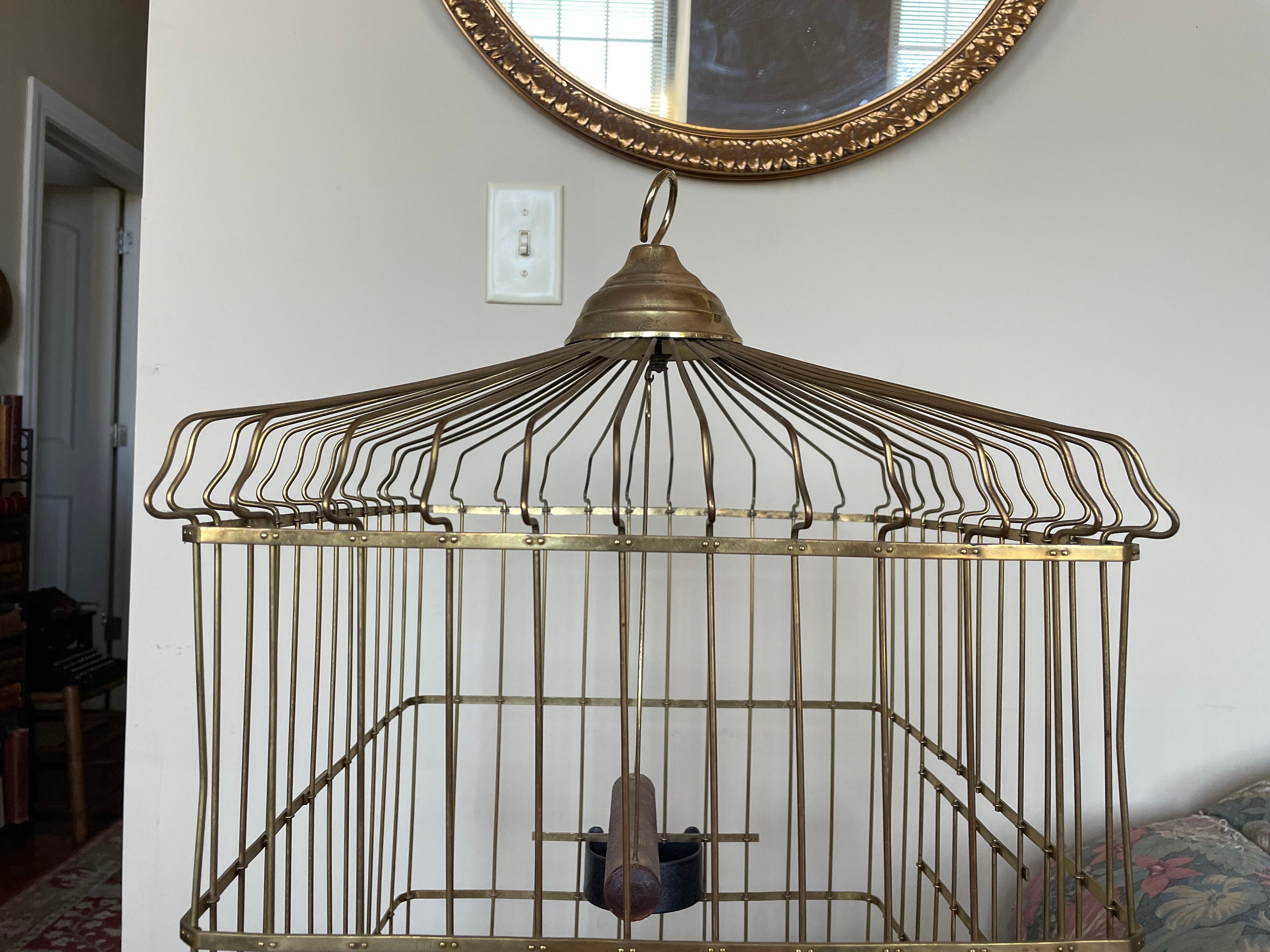 Antique Hendryx Brass Bird Cage 
