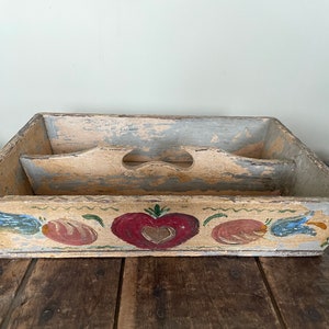 Antique Knife Box Cutlery Tray Hand Painted