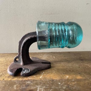 Antique Teal Glass Insulator Coat Hook