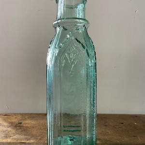 Antique Rare Cathedral Pickle Bottle Teal