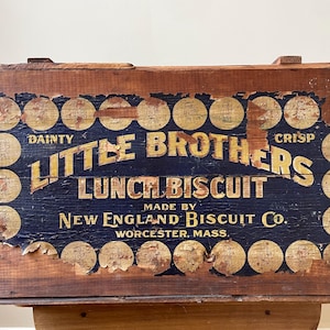 Antique Advertising Wood Crate New England Biscuit Co
