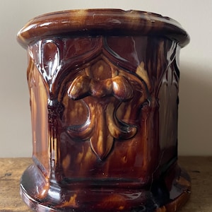 Antique Bennington Rockingham Tobacco Jar Crock