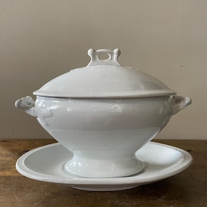 Antique Ironstone Sauce Tureen with Underplate