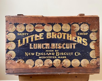Antique Advertising Wood Crate New England Biscuit Co