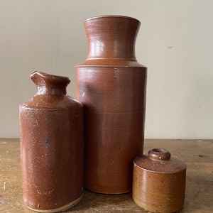 3 antiche bottiglie di inchiostro in gres