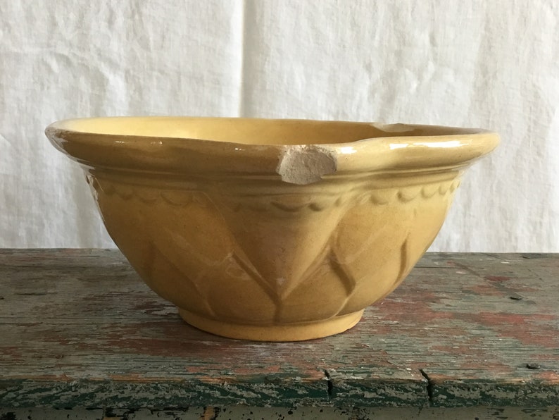 Antique Yellow Ware Batter Bowl Etsy