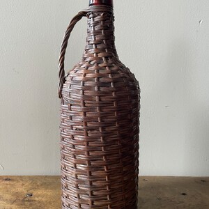 Antique Amber Bottle Wicker Wrapped