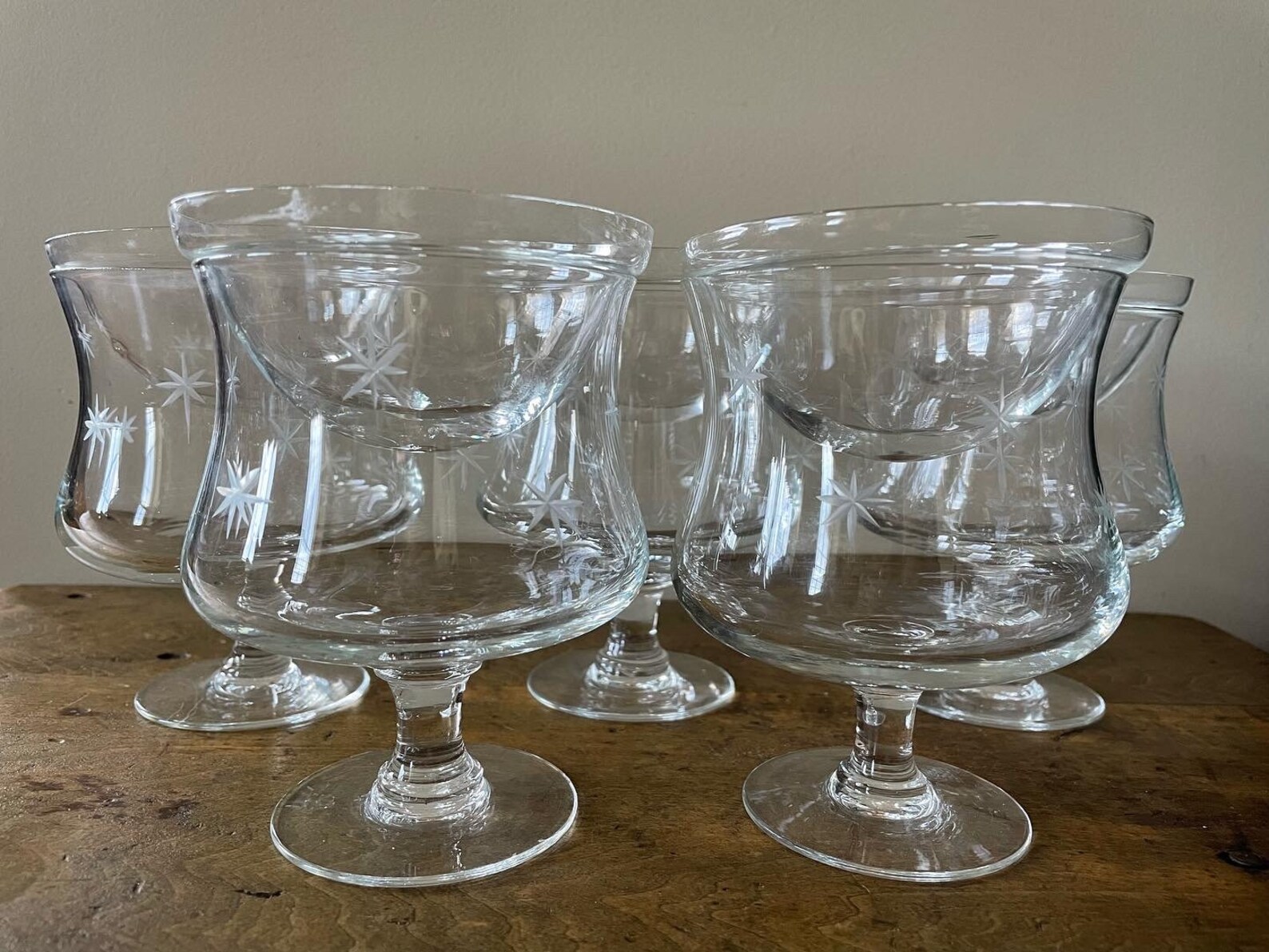 Vintage Shrimp Cocktail Glasses Etched With Stars Etsy