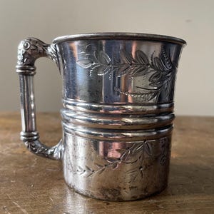 Engraved Antique Baby Cup Silver Plated