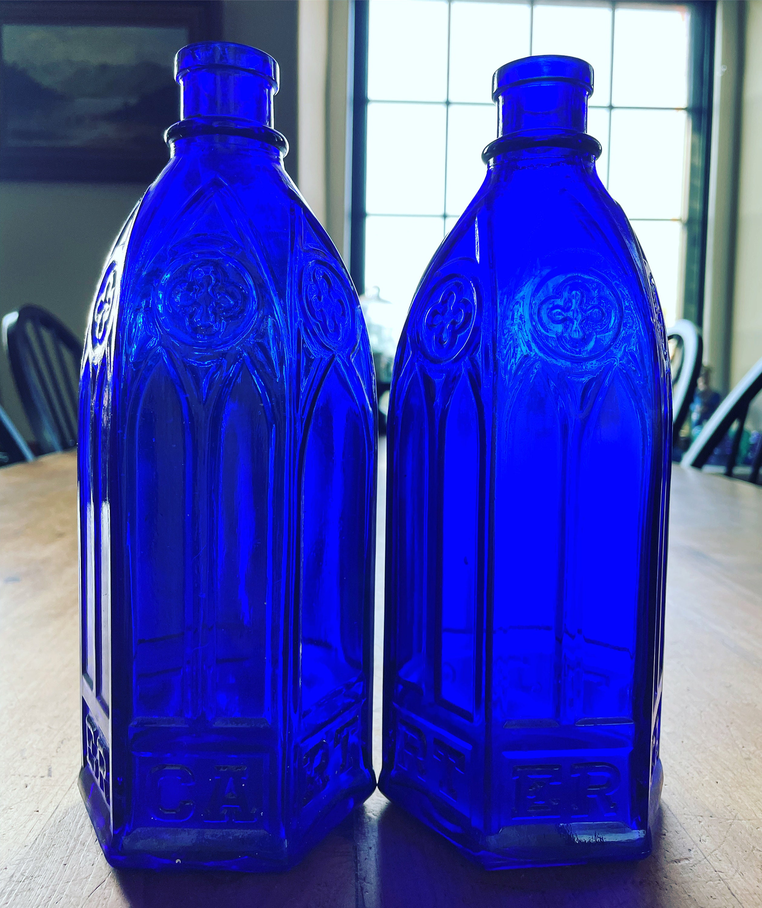 Antique Carters Cathedral Master ink Bottle Dark Cobalt Blue craibas