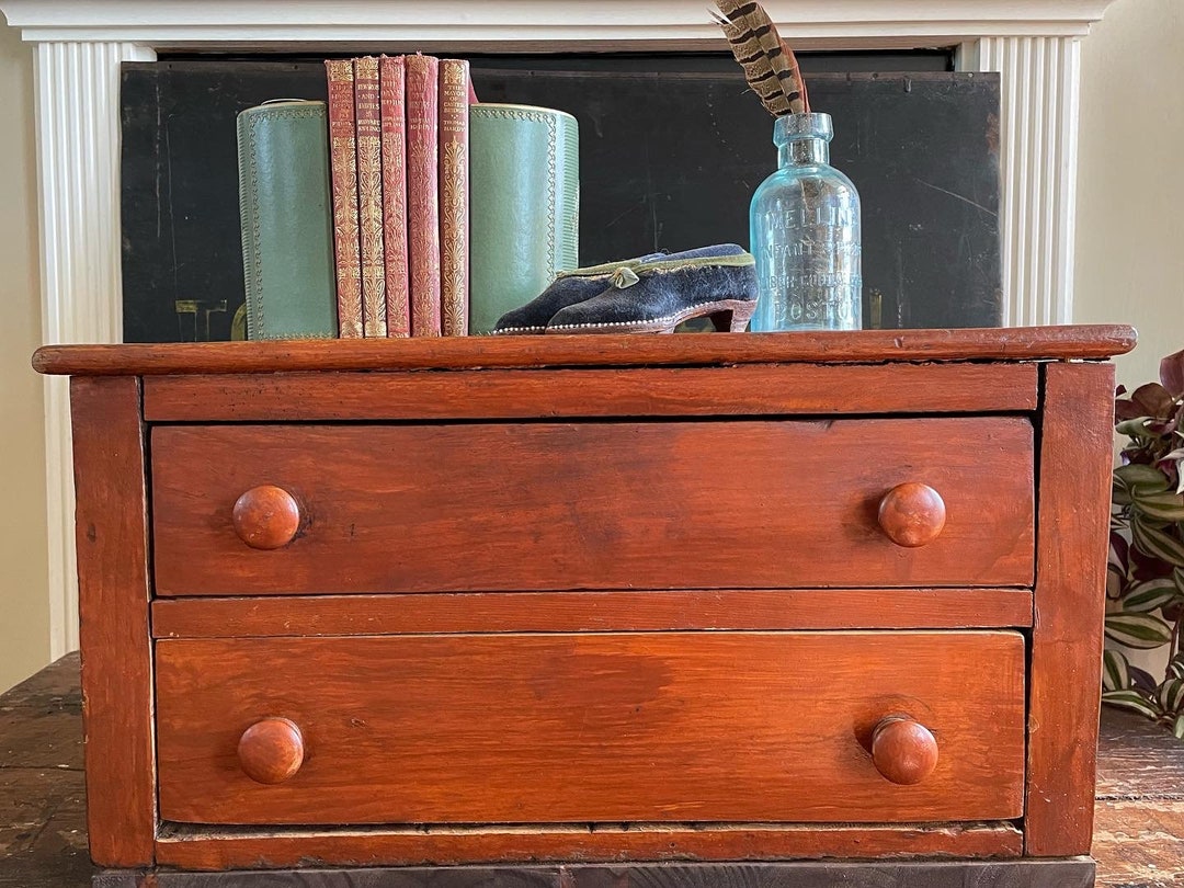 Primitive Table Top Chest of Drawers Etsy