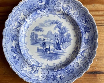 Vroege Ironstone transferware plaat Enoch Woods & Sons