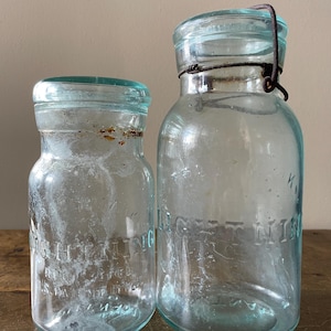 Antique Blue Glass Canning Jars Lightning Putnam