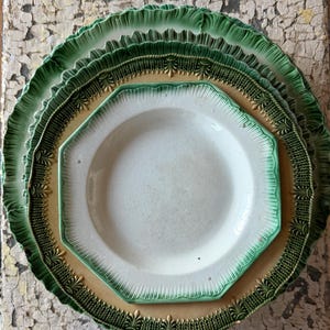 Early Green Feather Edge Ironstone Plates