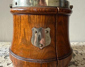 Antique English Oak Biscuit Jar