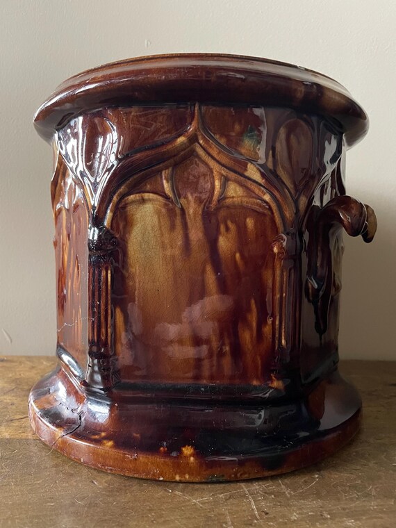 Antique Bennington Rockingham Tobacco Jar Crock