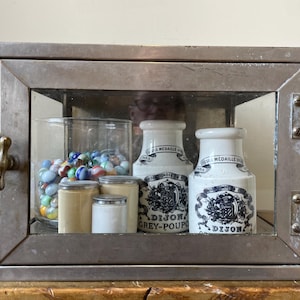 Vintage Metal & Glass Barber Sterilizing Cabinet