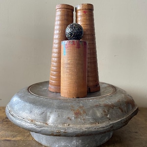 Vintage Metal Milk Can Lid Display Base