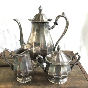 Vintage Fluted Silver Tea Set