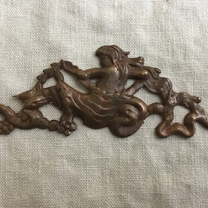 Antique Pressed Copper Mermaid Figures