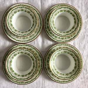 J Pouyat Limoges Set of 8 Green Ivy Pattern