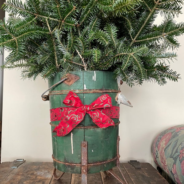 Antique Green Wood Bucket Ice Cream Bucket Kitchen Aid