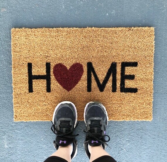 Home Coir Doormat Doormat 16x24 Welcome Mat Housewarming Gift Moving Gift Home Sweet Home Home Is Where The Heart Is