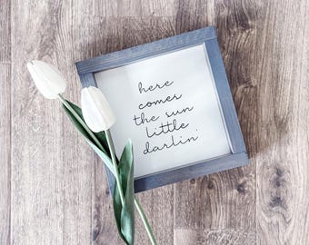 Here Comes the Sun Wood Sign - Hand Painted Nursery Decor