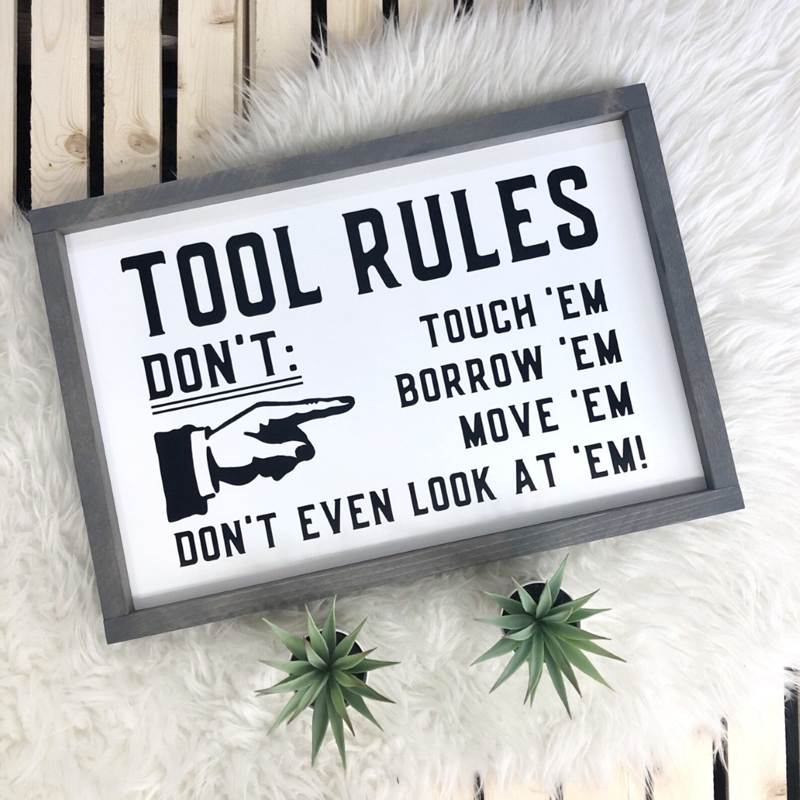 Tool Rules Sign Tool Rules Wood Sign – Hand Painted Rustic Garage Decor - Etsy