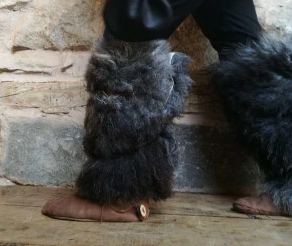 Viking fur leg wraps real hide wraps 