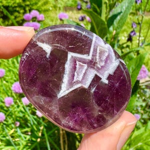 Amethyst palm purple flat stone amethyst palm stone, purple crystals purple gemstone purple rock gift, palm stone purple gems witchy gift uk