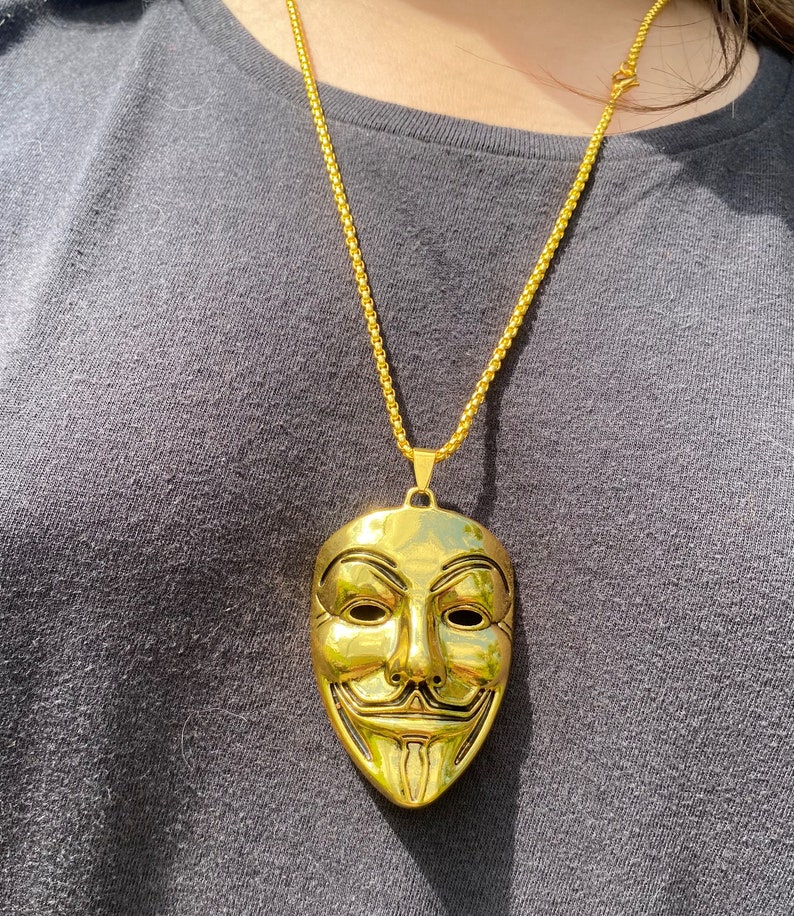 Guy Fawkes Mask Gold Vendetta Pendant Uk Guy Fawkes Etsy UK