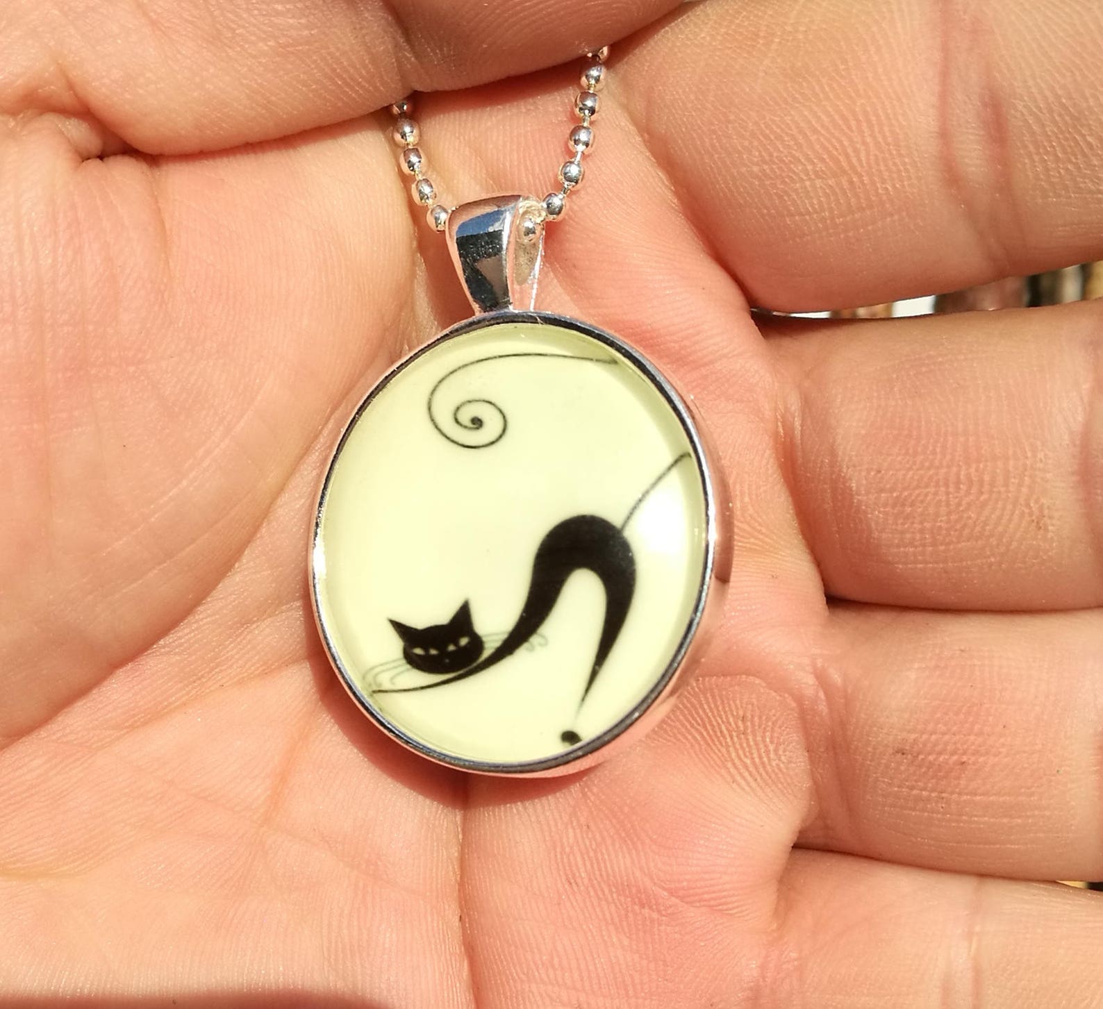 Halloween Pendant Glow Cat Pendant Glowing Cat Glow in Etsy