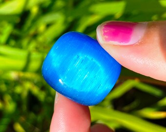 Blue Cat s Eye Pocket Protection Stone Blue Cat s Eye Polished