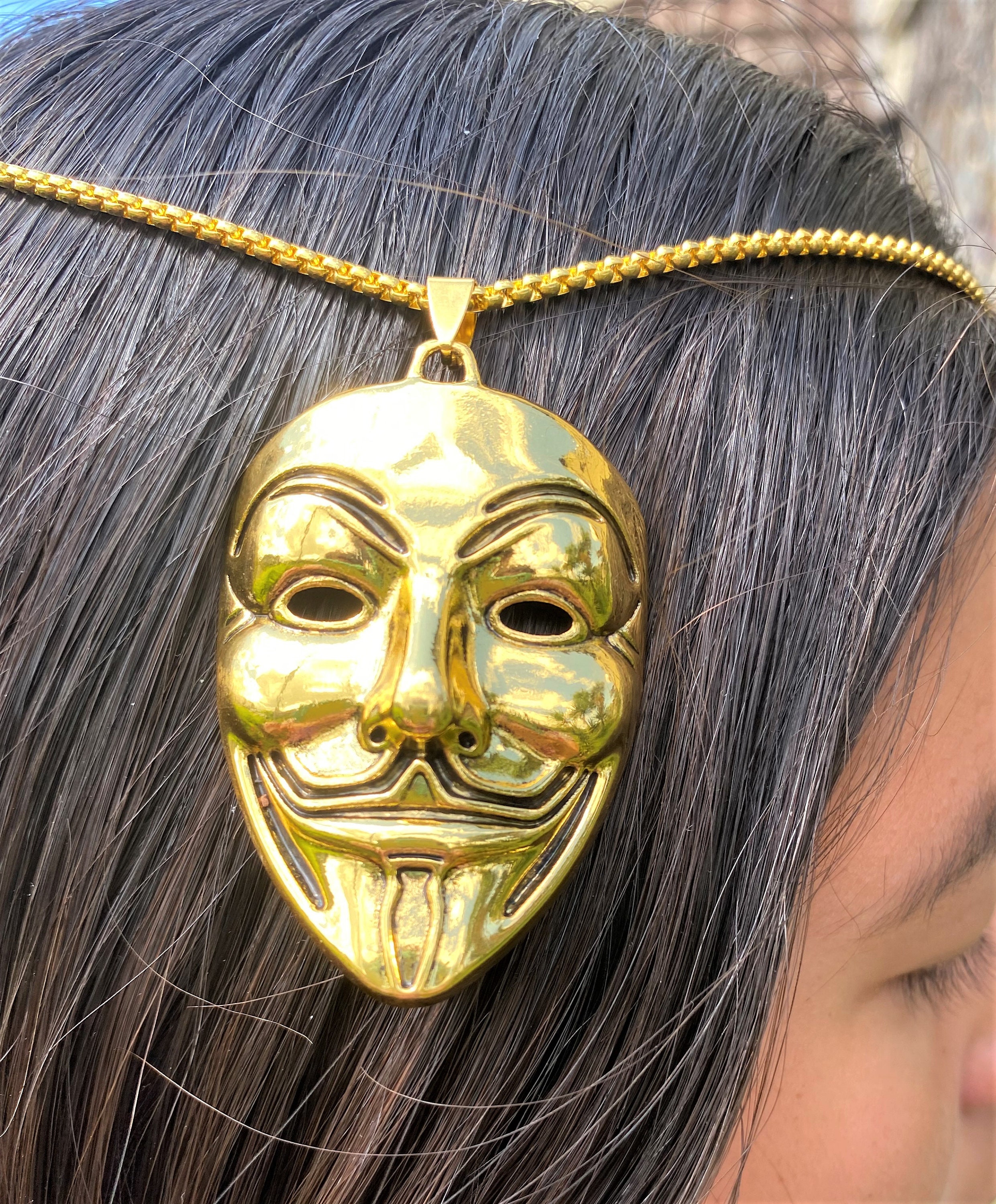 Guy Fawkes Mask Gold Vendetta Pendant Uk Guy Fawkes Etsy UK