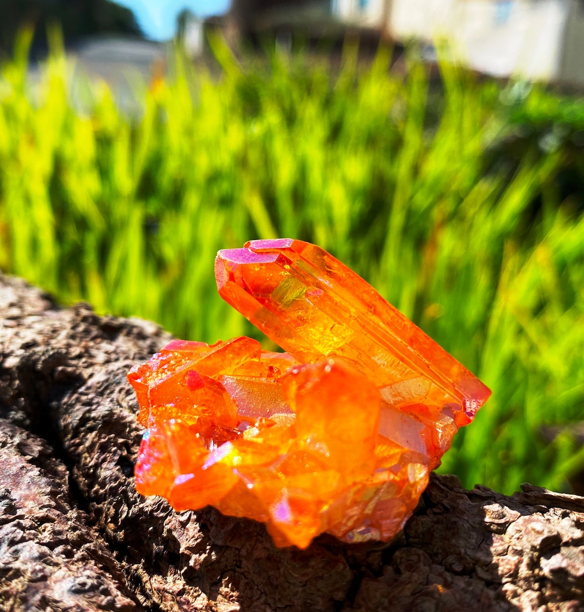 Fire crystal raw crystal cluster flame crystal points Etsy