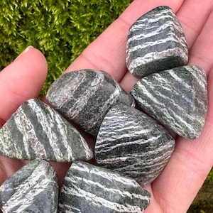 Green Zebra By Calcite tumble stone Striped Healing Crystal, Candle Making Supply crystals for candles wax pourer crystals candle jasper