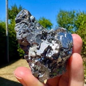 raw galena 230g mineral rough galena cluster, natural galena stone, raw galena uk, lead sulfide rare mineral, galena crystal chunky specimen