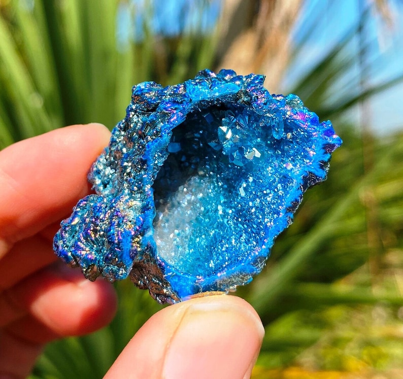 Mermaid Geode  Sparkly Blue Druzy Crystal Cave Keepsake mermaid crystals Christmas ocean lover crystal rock blue sparkles sea cave gem