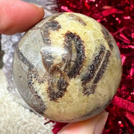 Septarian sphere mini ball crystal orb septarian valentine gift gemstone sphere crystal black light reactive gems by elf kendal orb spheres